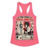 Camiseta de gatos para mujer FICHA TÉCNICA DE LA HUMANA en color rosa eléctrico, vista plana