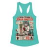 Camiseta de gatos para mujer FICHA TÉCNICA DEL HUMANO en color azul tahití, vista plana