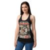 Camiseta de gatos para mujer FICHA TÉCNICA DEL HUMANO en color negro, sobre modelo