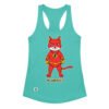 Camiseta de gatos para mujer FLASHCAT en color azul tahití, vista plana