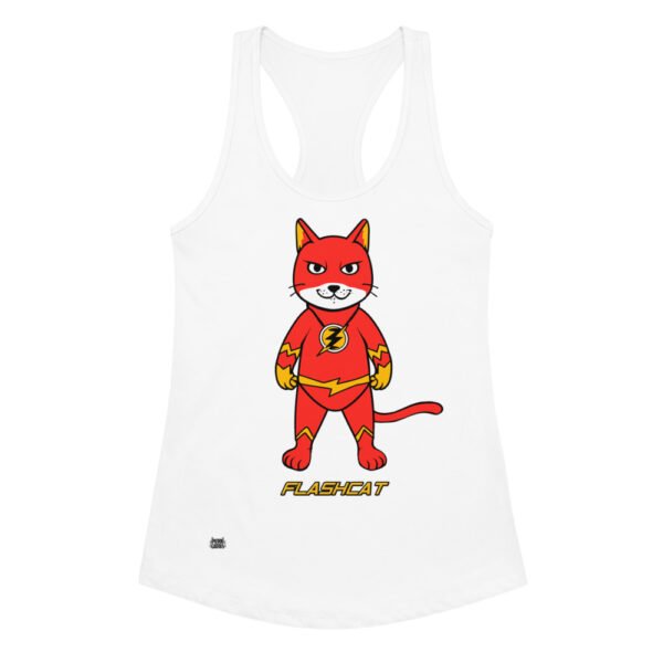 Camiseta de gatos para mujer FLASHCAT en color blanco, vista plana