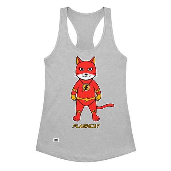 Camiseta de gatos para mujer FLASHCAT en color gris jaspeado, vista plana