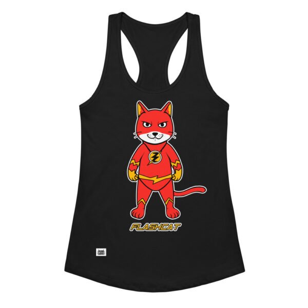 Camiseta de gatos para mujer FLASHCAT en color negro, vista plana