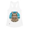 Camiseta de gatos para mujer GATO CON GAFAS DE SOL en color blanco, vista plana
