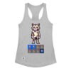 Camiseta de gatos para mujer GATO GAMER 2 VIDAS en color gris jaspeado, vista plana