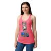 Camiseta de gatos para mujer GATO GAMER 2 VIDAS en color rosa eléctrico, sobre modelo