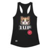 Camiseta de gatos para mujer 1UP X7 en color negro, vista plana