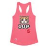 Camiseta de gatos para mujer 1UP X7 en color rosa eléctrico, vista plana