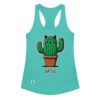 Camiseta de gatos para mujer GATCUS en color azul tahití, vista plana