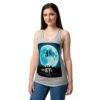 Camiseta de gatos para mujer GATETE en color gris jaspeado, sobre modelo