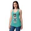 Camiseta de gatos para mujer GATEZNO en color azul tahití, sobre modelo