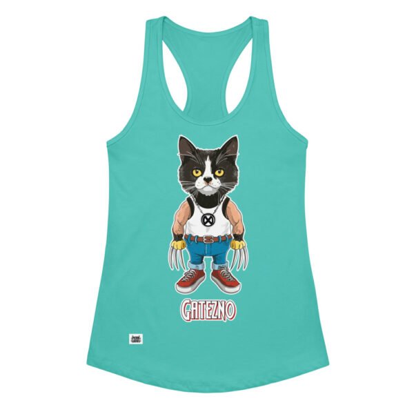Camiseta de gatos para mujer GATEZNO en color azul tahití, vista plana