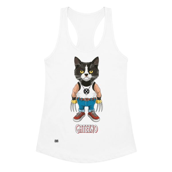Camiseta de gatos para mujer GATEZNO en color blanco, vista plana