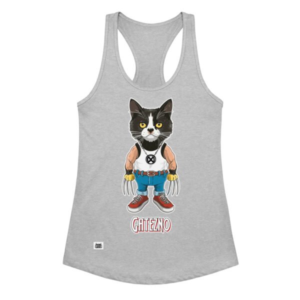 Camiseta de gatos para mujer GATEZNO en color gris jaspeado, vista plana