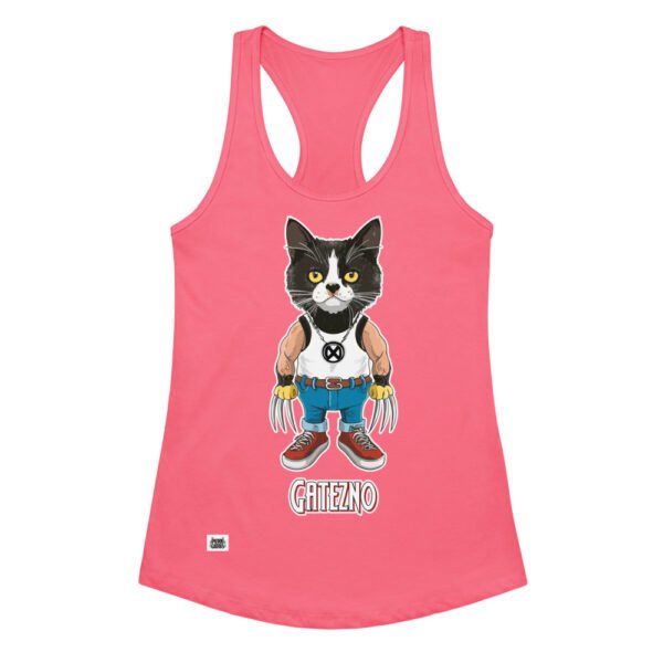 Camiseta de gatos para mujer GATEZNO en color rosa eléctrico, vista plana