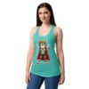 Camiseta de gatos para mujer GATHOR en color azul tahití, sobre modelo