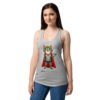 Camiseta de gatos para mujer GATHOR en color gris jaspeado, sobre modelo