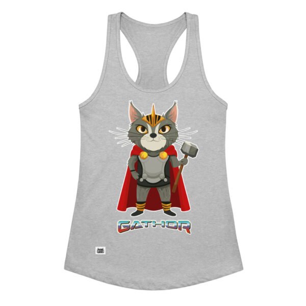 Camiseta de gatos para mujer GATHOR en color gris jaspeado, vista plana
