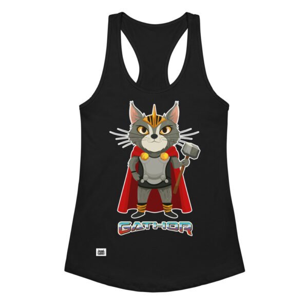 Camiseta de gatos para mujer GATHOR en color negro, vista plana
