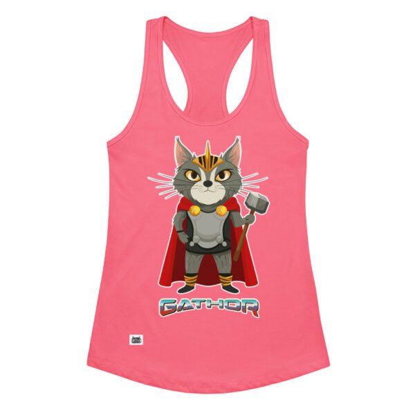 Camiseta de gatos para mujer GATHOR en color rosa eléctrico, vista plana