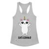 Camiseta de gatos para mujer GATICORNIO en color gris jaspeado, vista plana