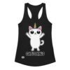 Camiseta de gatos para mujer GATICORNIO en color negro, vista plana