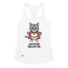 Camiseta de gatos para mujer GATITUD NEGATIVA en color blanco, vista plana