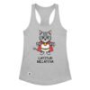Camiseta de gatos para mujer GATITUD NEGATIVA en color gris jaspeado, vista plana
