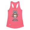Camiseta de gatos para mujer GATITUD NEGATIVA en color rosa eléctrico, vista plana