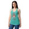 Camiseta de gatos para mujer GATITUD POSITIVA en color azul tahití, sobre modelo