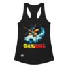 Camiseta de gatos para mujer GATOBALL en color negro, vista plana