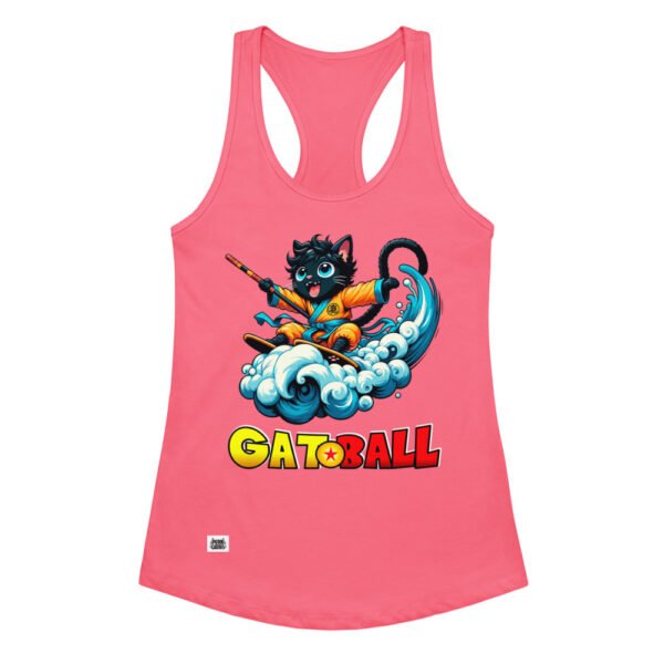 Camiseta de gatos para mujer GATOBALL en color rosa eléctrico, vista plana