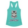 Camiseta de gatos para mujer GATOCOP en color azul tahití, vista plana