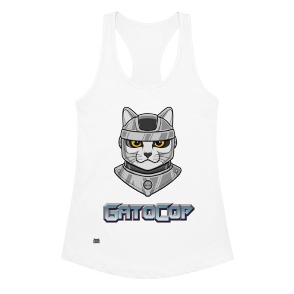 Camiseta de gatos para mujer GATOCOP en color blanco, vista plana
