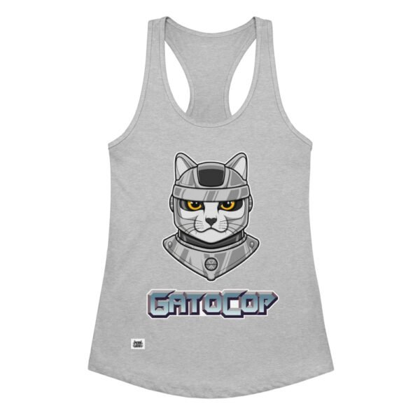 Camiseta de gatos para mujer GATOCOP en color gris jaspeado, vista plana