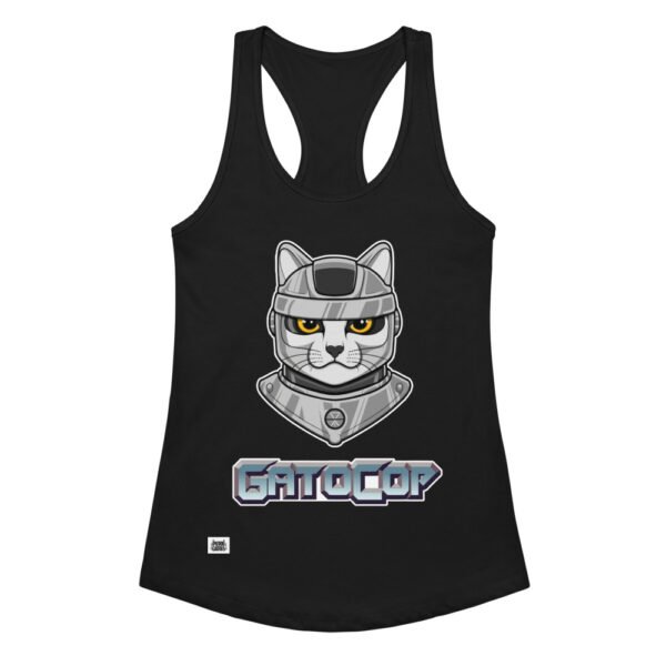 Camiseta de gatos para mujer GATOCOP en color negro, vista plana