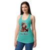 Camiseta de gatos para mujer GATY POTTER en color azul tahití, sobre modelo