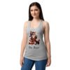 Camiseta de gatos para mujer GATY POTTER en color gris jaspeado, sobre modelo