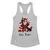 Camiseta de gatos para mujer GATY POTTER en color gris jaspeado, vista plana
