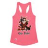 Camiseta de gatos para mujer GATY POTTER en color rosa eléctrico, vista plana