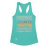 Camiseta de gatos para mujer MENOS GENTE, MÁS GATOS en color azul tahití, vista plana