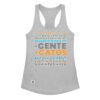 Camiseta de gatos para mujer MENOS GENTE, MÁS GATOS en color gris jaspeado, vista plana