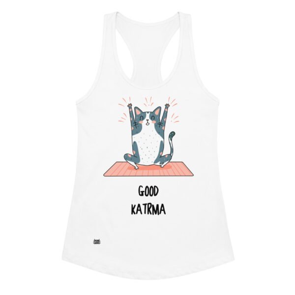 Camiseta de gatos para mujer GOOD KATRMA en color blanco, vista plana