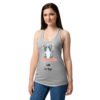 Camiseta de gatos para mujer GOOD KATRMA en color gris jaspeado, sobre modelo