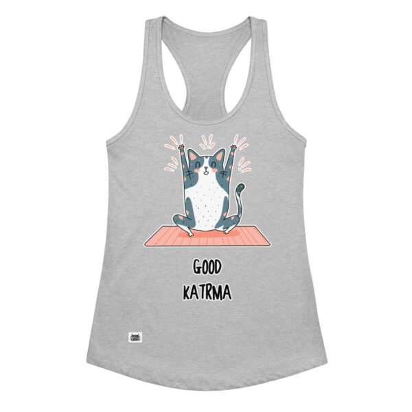 Camiseta de gatos para mujer GOOD KATRMA en color gris jaspeado, vista plana