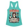 Camiseta de gatos para mujer GUÍA DE CONVIVENCIA en color azul tahití, vista plana