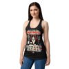 Camiseta de gatos para mujer GUÍA DE CONVIVENCIA en color negro, sobre modelo