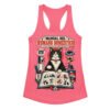 Camiseta de gatos para mujer GUÍA DE CONVIVENCIA en color rosa eléctrico, vista plana
