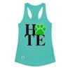 Camiseta de gatos para mujer HATE en color azul tahití, vista plana