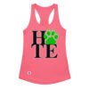 Camiseta de gatos para mujer HATE en color rosa eléctrico, vista plana